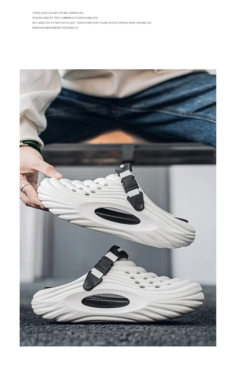 Summer Slippers for Men Driving Dual-Purpose Operating Room Baotou Clogs Soft Sole Outer Wear Home Casual Coconut Sandals
