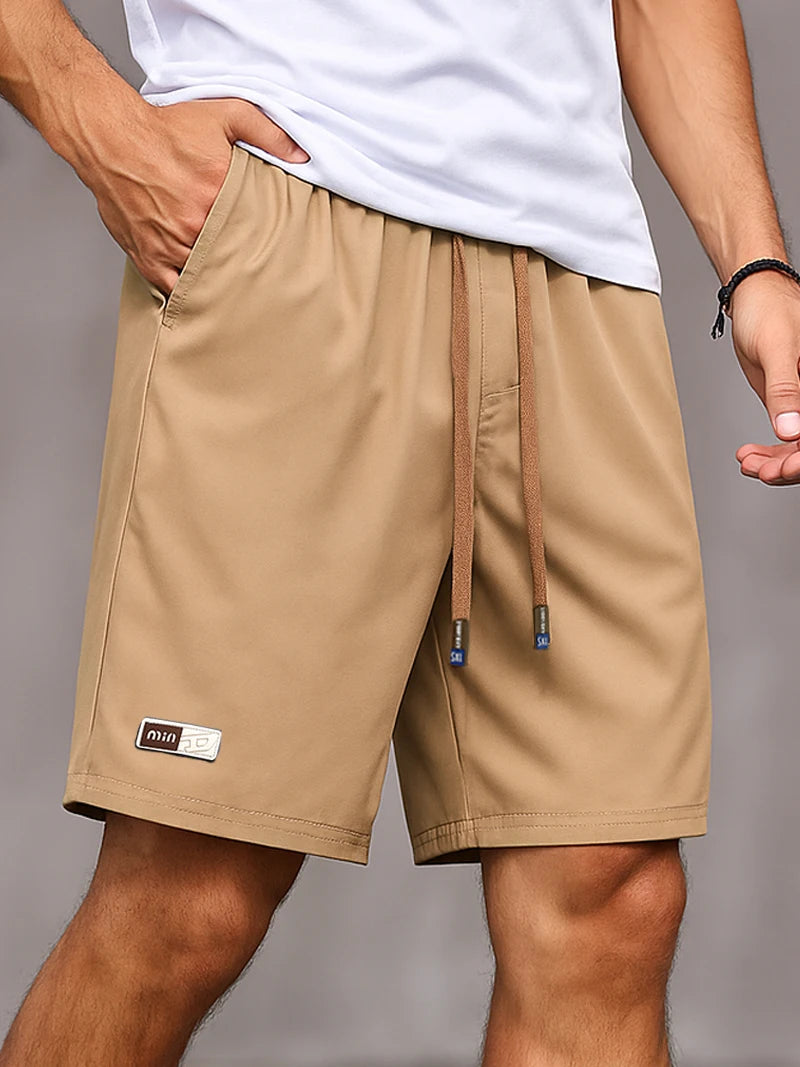 Shorts for Men Casual Summer Streetwear Men Daily Plain Basic Drawstring Bermuda Shorts Lightweight Breathable Knee Length