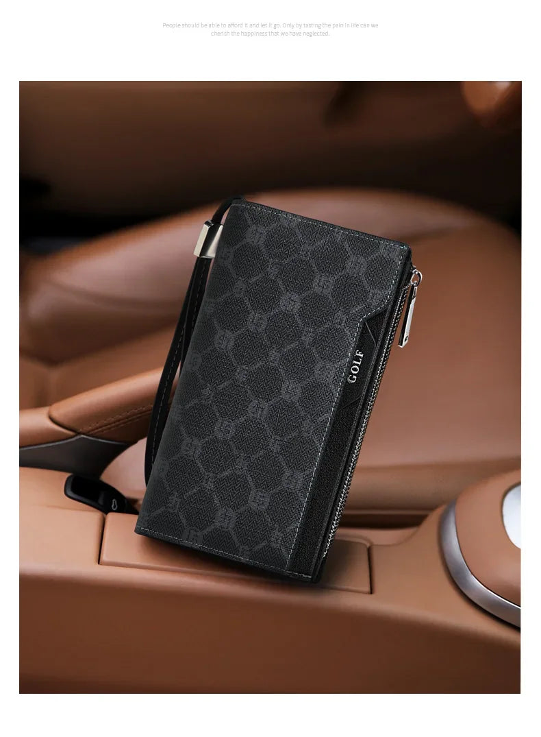 GOLF Long Wallet for Men Leather Male Clutch Bag Purse Wallet Wrist Bag Credit Card Organizer Hand Bags Money Clip Minimalist