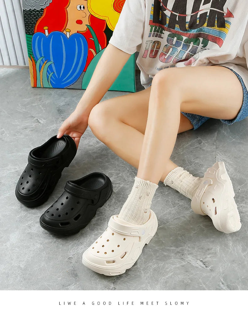 Summer Comfortable Soft Heightening Sandals For Men Platform High-heeled Outdoor Non-slip Waterproof Sandals For Women Clogs