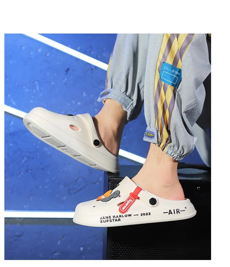 Summer Man Sandals Lightweight Home Beach Sandals Women Slippers Outdoor Quick Dry Flat Soft EVA Hole Shoes Women Clogs 2024