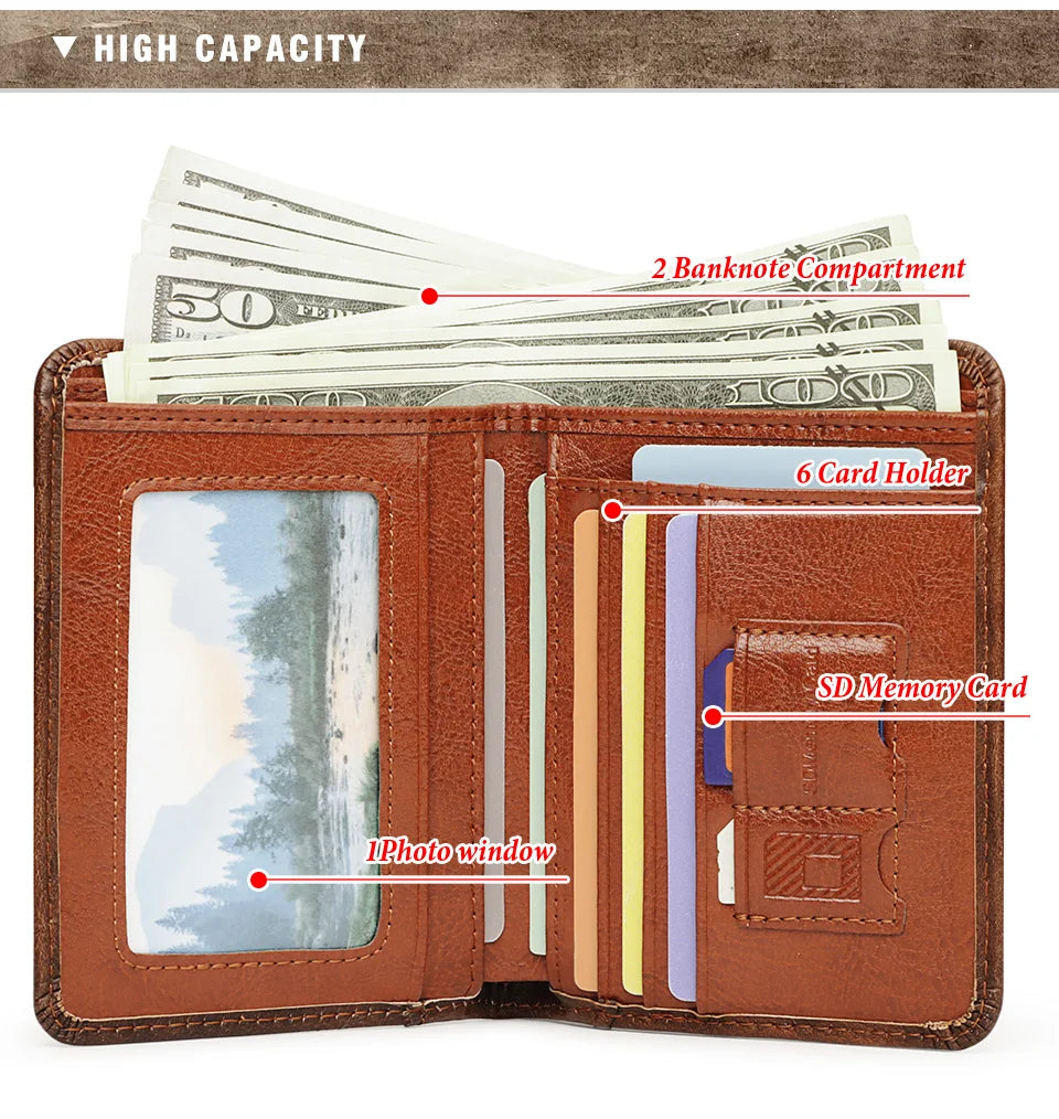 HUMERPAUL Slim Soft Real Leather Wallet for Men RFID Blocking Bifold Multi-card Card Holder ID Purse Male Thin Front Pocket