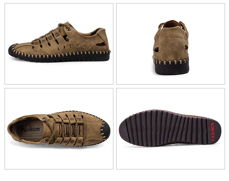 Men Leather Sandals Comfortable Outdoor Casual Shoes 2022 Summer Beach Casual Walking Male Sneakers Men Beach Casual Sandals