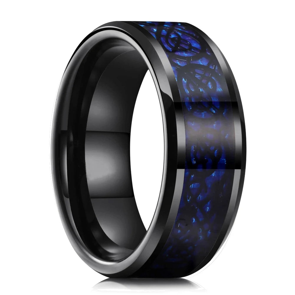 Fashion Men’s Silver Color Black Stainless Steel Ring Groove Multi-Faceted Ring For Men Women Engagement Ring Anniversary Gifts
