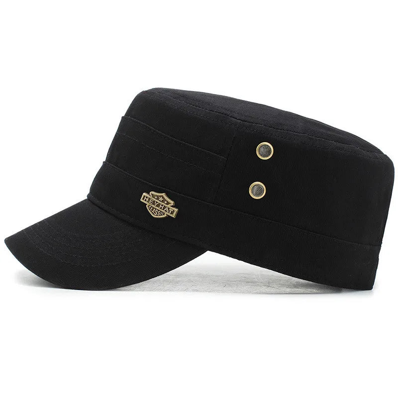 Men  Cap Summer Autumn Casual Cadet Hat Flat Top Caps Female Vintage Hats Bone Man Cap Fashion Shade Cotton Cap