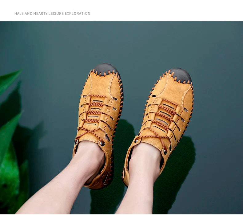 Men Leather Sandals Comfortable Outdoor Casual Shoes 2022 Summer Beach Casual Walking Male Sneakers Men Beach Casual Sandals