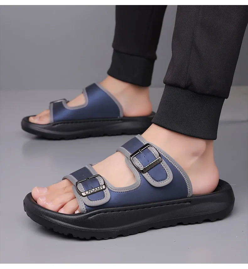 Men's Slippers 2025 Summer Breathable Outdoor Beach Sandals Non Slip Flip Flops New Flat Slippers High Quality Men's Shoes