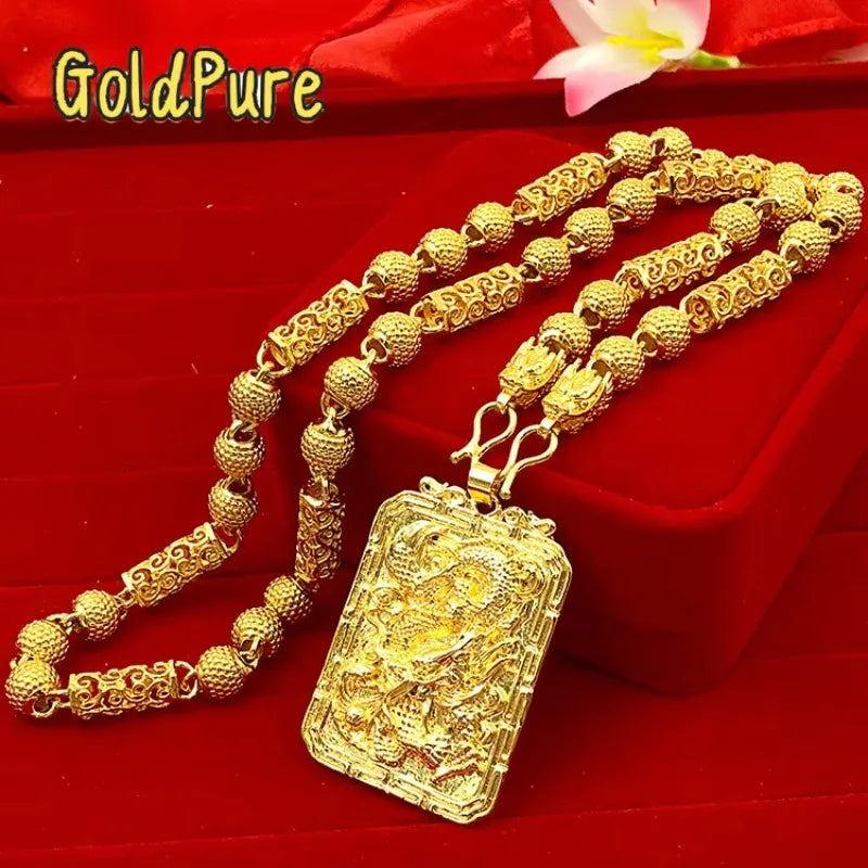 Goldpure 9999 24K real gold jewelry men's necklace Guanyin necklace Guanyin necklace pendant domineering luxurygift