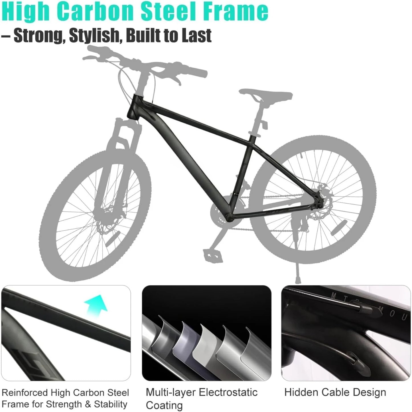 Mountain Bike 27.5" Sizes, 21-Speed Twist Shifting, Disc Brakes, Adult Bicycle with Suspension Fork,Ideal for Adventurers