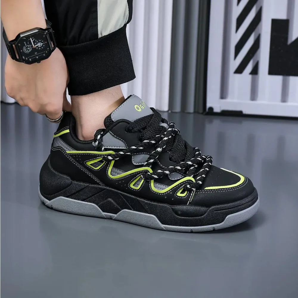 Shoes for Men Popular Versatile Sports Casual Board Shoes Personality Trend Men's Pu Leather Platform Sneakers Zapatillas Hombre