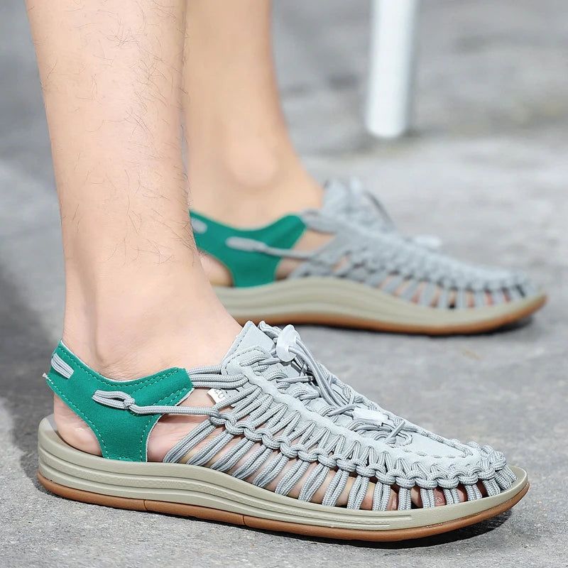 Men Sandals Summer Weave Shoes Boys Sandal Mens Sandles Outdoor Breathable Comfort Slip On Plus Big Size 45 46 Sandalias Hombre