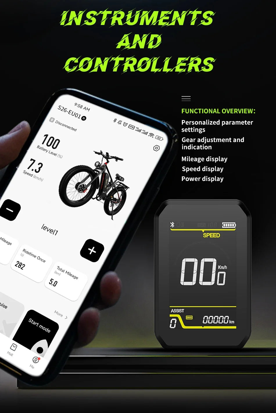 Ebike S26 Pro Ebike 1500W Dual Motor 48V20AH 26*4.0 inch Fat Tire Electric Bike Mountain Snow Full Suspension Electric Bicycles