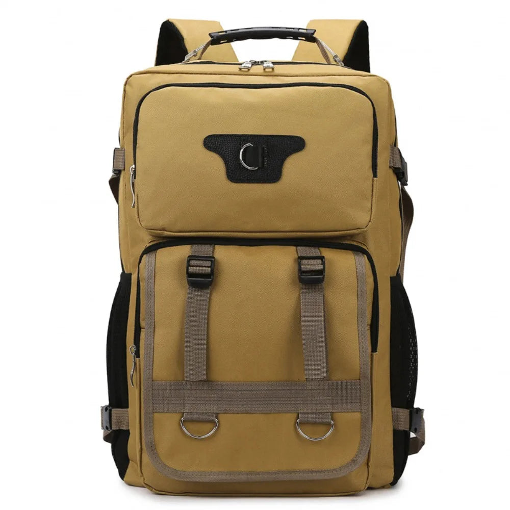 60L Men's Backpack Large Capacity Waterproof Travel Backpack Multi Buckle Wear-resistant Commuting Bag Hiking