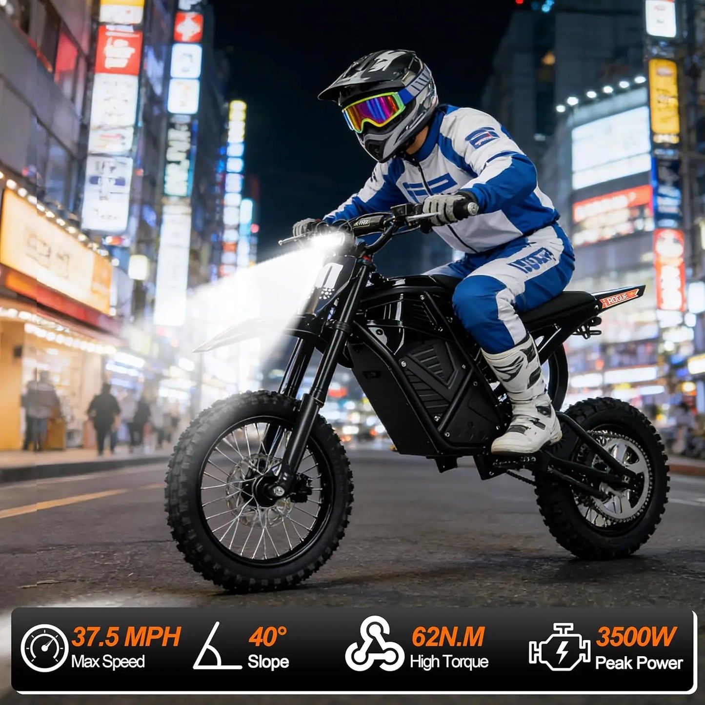 Electric Dirt Bike for Teens & Adults, 3500W 3 Speed Modes (Max 37.5MPH) 48V 23AH, 14"/12" Tire Off-Road EBike,, Customized