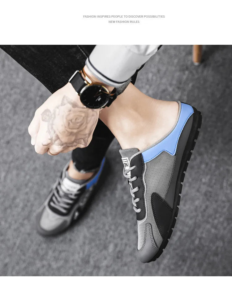 Men Slippers Trend Baotou Shoes for Men Summer Breathable Casual Shoe Vulcanized Flats Male Sneakers Half Slip-on Shoes 2026