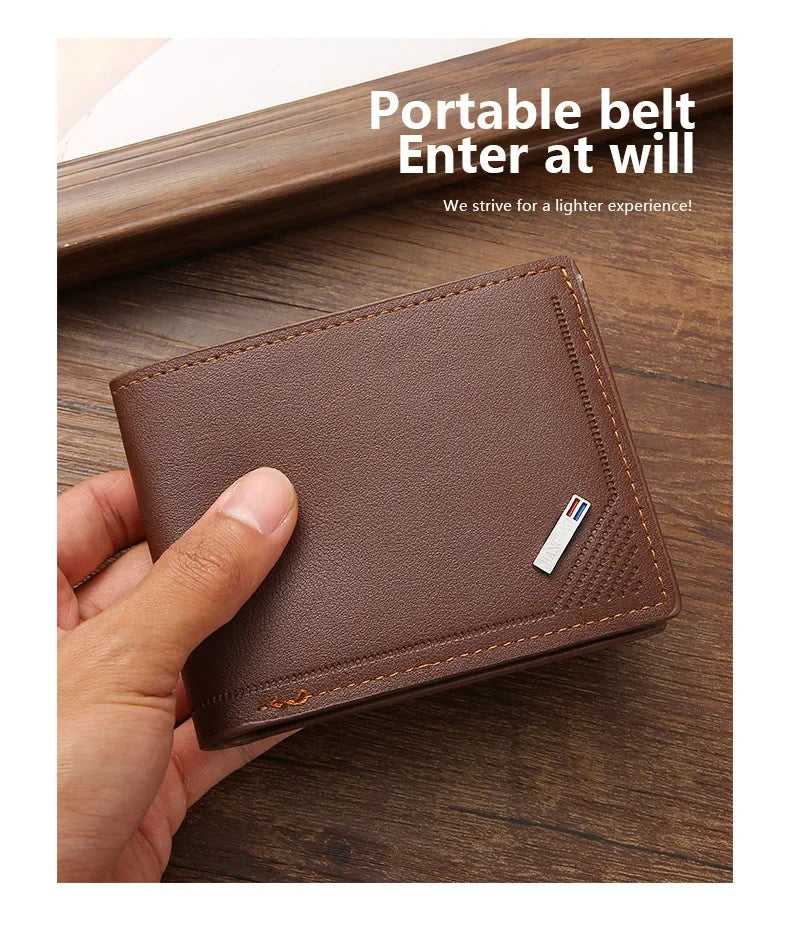 Men's Short Leather Slim Wallets Business Man Money Clip Credit Card Holder Purse Thin Minimalist Bifold Wallet