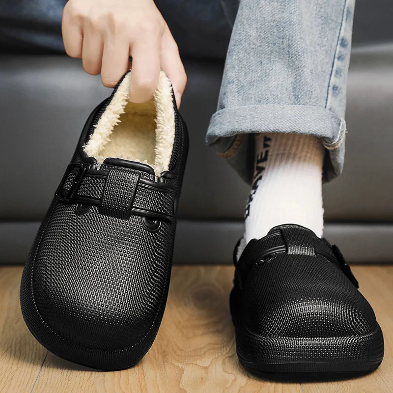Winter Slippers for Men Half Shoes Anti-Skid Kitchen Shoes Lightweight Eva Slides Comfortable Male Sandals Chaussures Homme Luxe