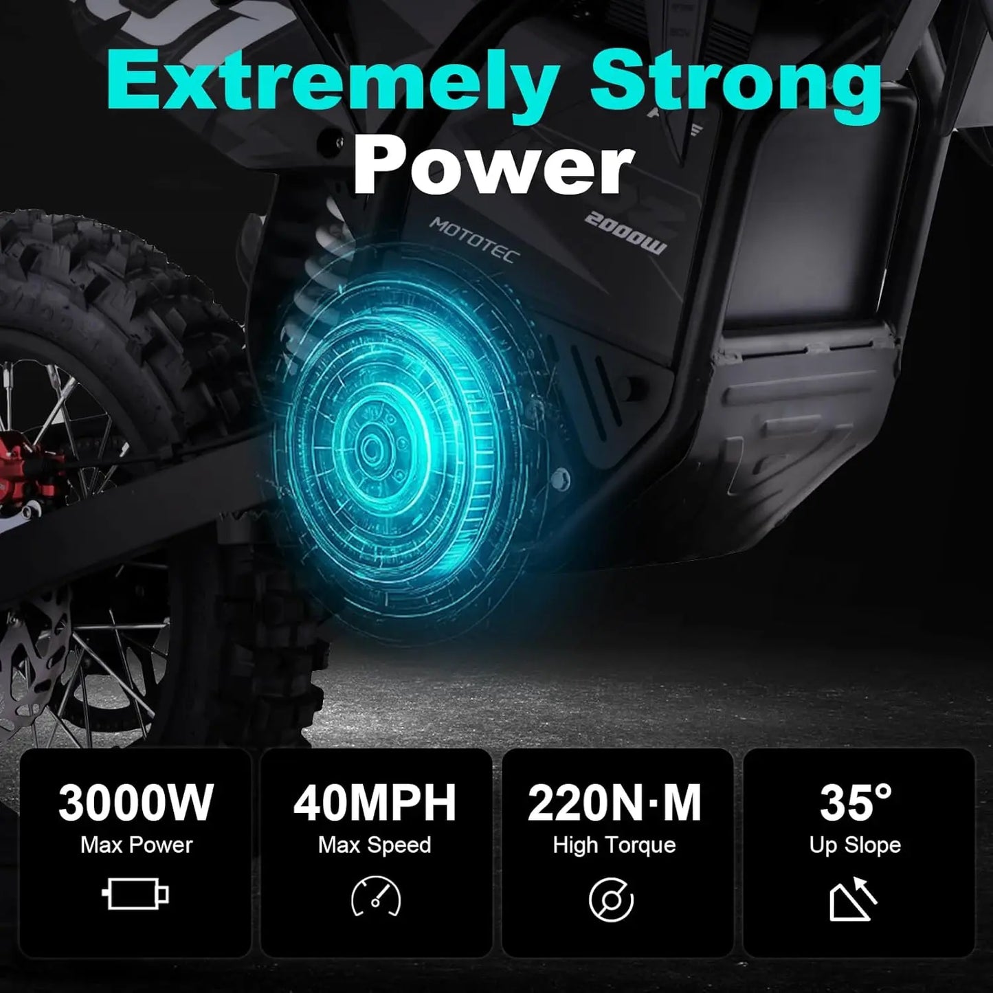 HP115E Electric Dirt Bike Ebike for Kids and Teens, 40 MPH 60V 2000W (Max 3000W) Offroad Motorcycle with 14"/12", Customized