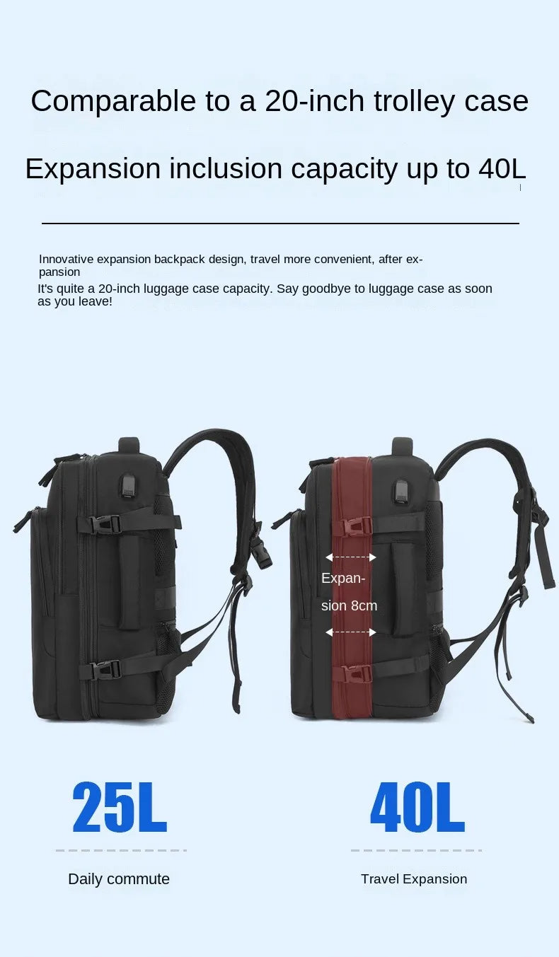 Men's Travel Backpack, Outdoor Luggage Backpack, Business Weekend Bag, Expandable, Large Capacity Travel Backpack, Commuting, Short-Distance Business Trip Luggage Bag, Perfectly Matches Backpack Accessories, Luggage Strap Des