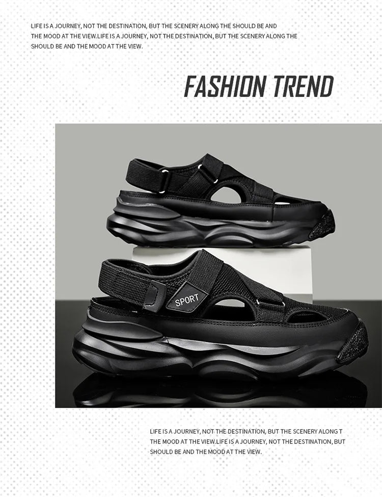 New Men Sandals Cave Casual Baotou Sports Shoes for Men Ankle Sandals Men's Water Proof Sandals for Male Beach Platform Shoes