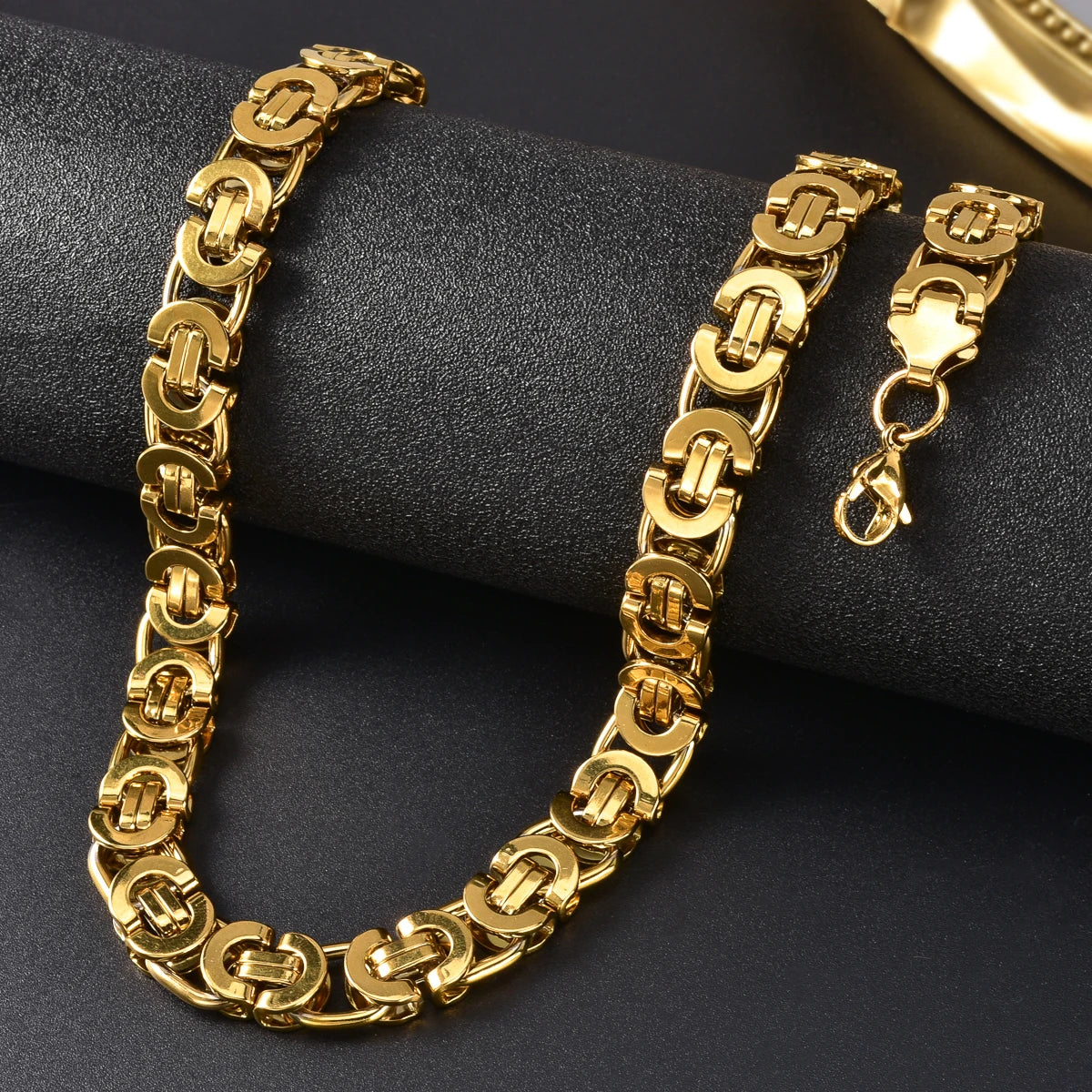 Vintage Gold Plated Chain Necklace Women Retro Victorian Gothic Stainless Steel Link Elegant Jewelry Gift Her Valentines Day
