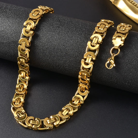 Vintage Gold Plated Chain Necklace Women Retro Victorian Gothic Stainless Steel Link Elegant Jewelry Gift Her Valentines Day