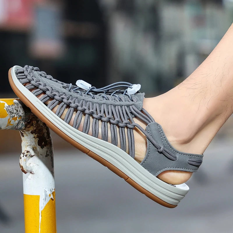Men Sandals Summer Weave Shoes Boys Sandal Mens Sandles Outdoor Breathable Comfort Slip On Plus Big Size 45 46 Sandalias Hombre