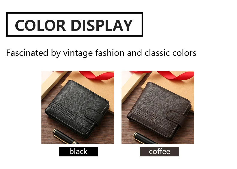 Men's wallet PU leather short zipper buckle wallet new wallet change bag