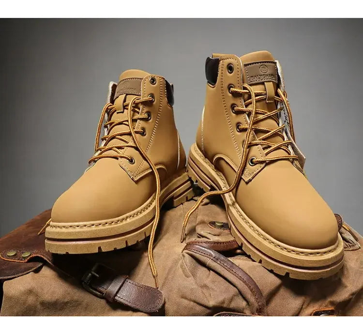 Men's Footwear Resistant Waterproof High-top Motorcycle Boots Soft Bottom Work Clothes Anti-slip Yellow Boots Men Cowboy Boots