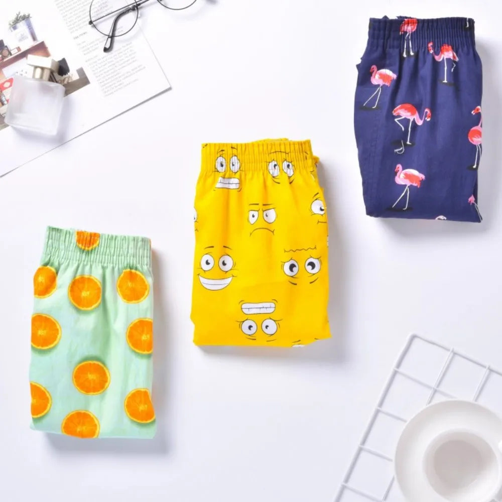 1PC 100% cotton men's underwear soft comfortable men's underwear men's shorts home loose elastic men's printed pants breathable