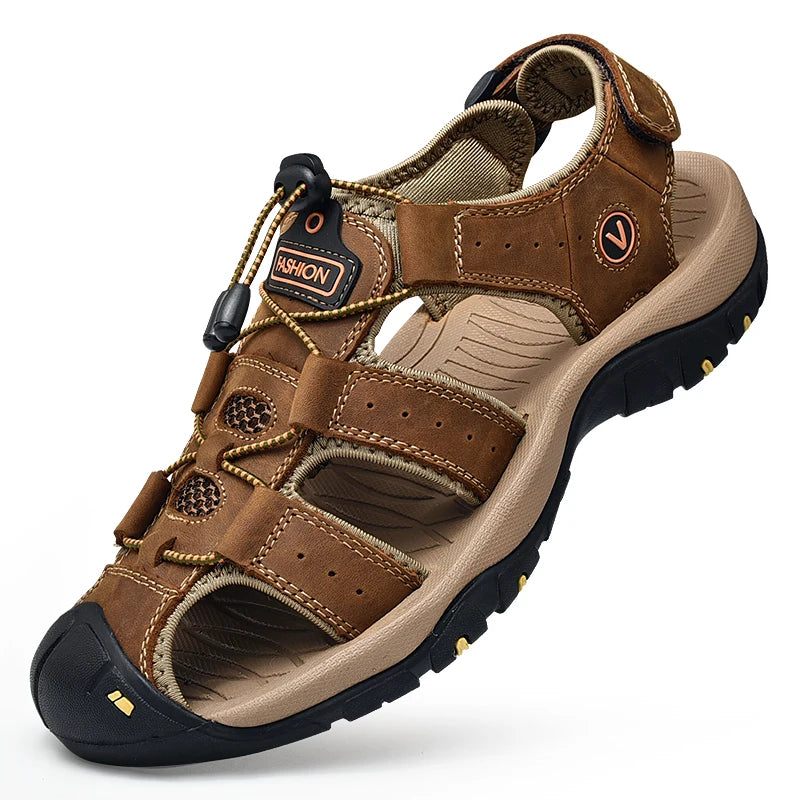 Men's Sandals Leather Casual Shoes for Men Outdoor Leather Sandals for Men Men's Beach Shoes Roman Sandals Large Sizes