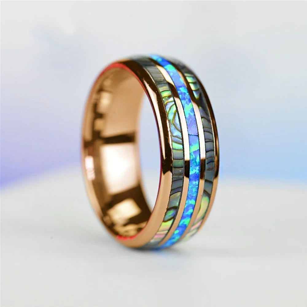Fashion Viking Tree Of Life Stainless Steel Abalone Shell Rings For Men Odin Norse Viking Rune Rings Retro Amulet Jewelry Gift