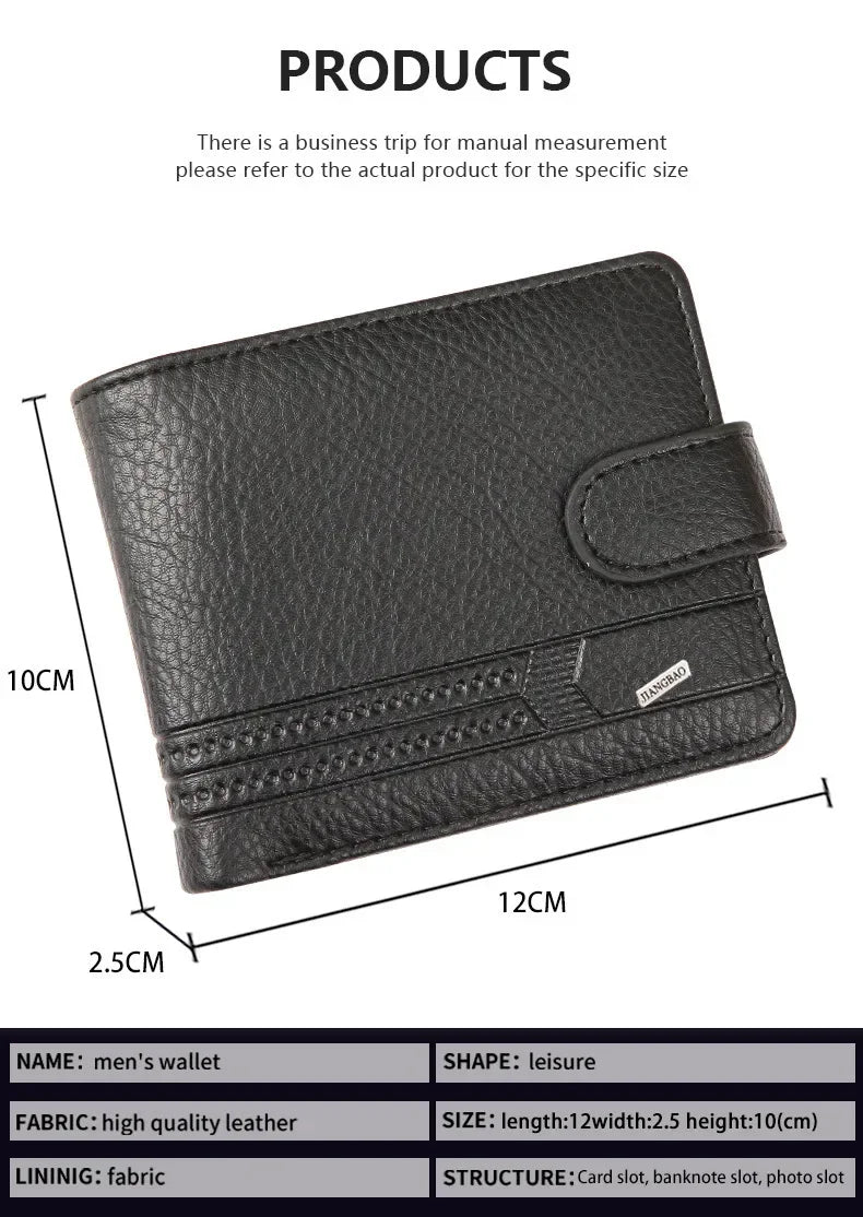 Men's wallet PU leather short zipper buckle wallet new wallet change bag