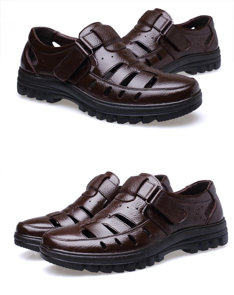 Genuine Leather Sandals Men Summer Shoes Non-slip Men's Sandals Soft Casual Brand Footwear ZHK289
