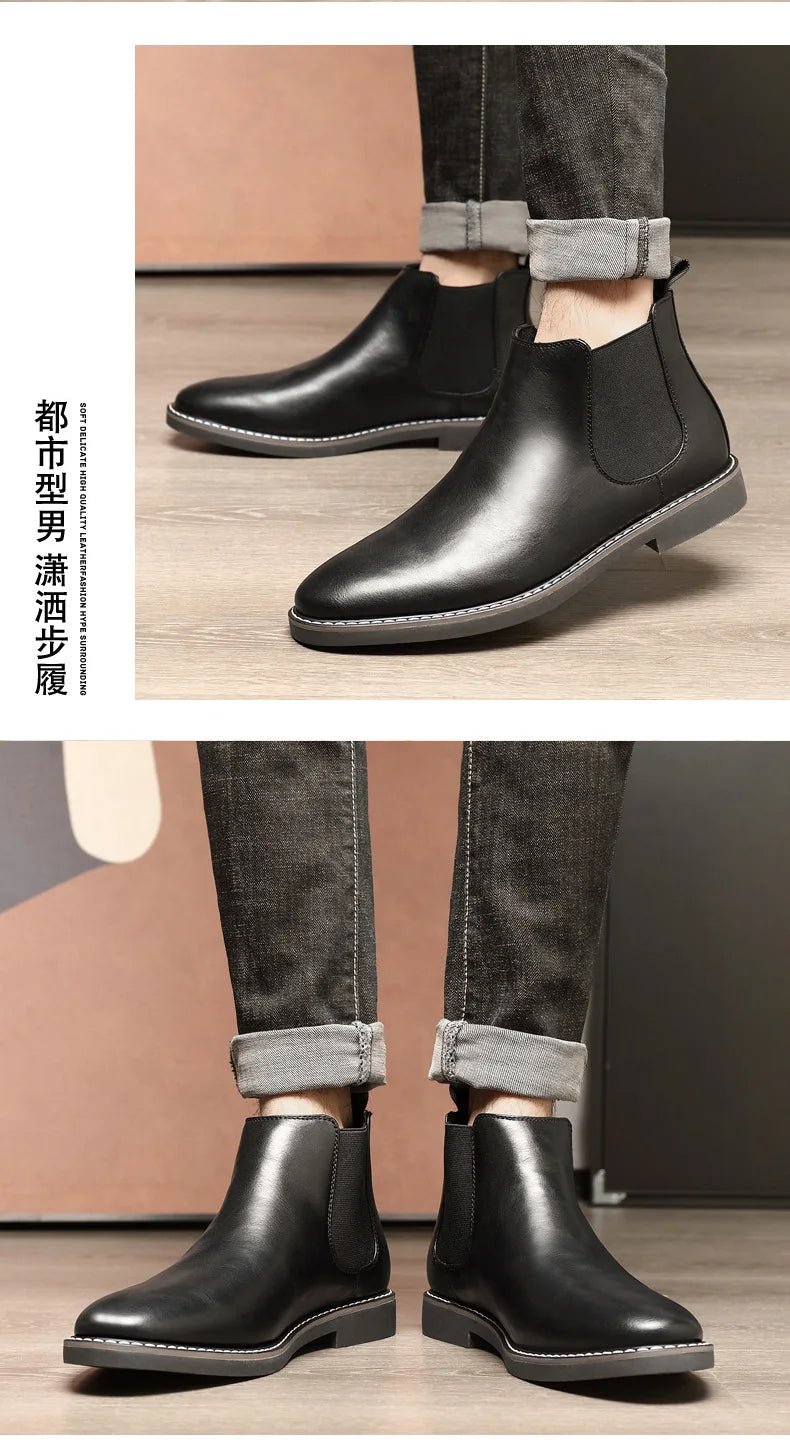 40~46 Men Chelsea Boots Brand Retro Comfortable 2024 Fashion Men Boots