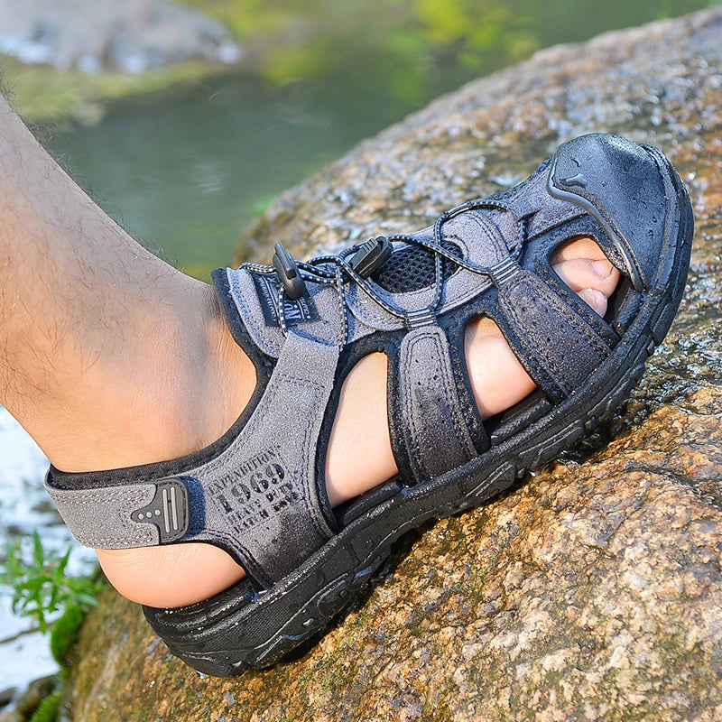 Men Sandals PU Leather Male Summer Shoes Outdoor Walking Beach Flat Sandals Shoes For Men Sneakers sandalias hombre