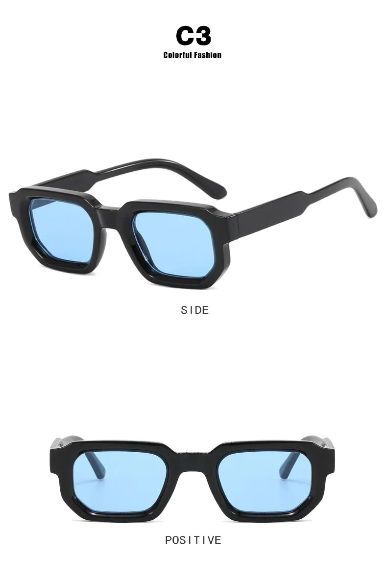 Men Vintage Rectangle Frame Sunglasses Fashion Retro Sun Glasses Luxury Brand Design UV400 Shades Eyewear Women Goggles