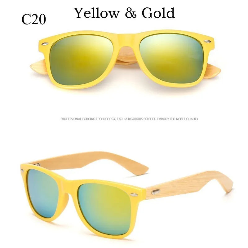 Wood Sunglasses Men Women Square Bamboo Women for Women Men Mirror Sun Glasses Oversize Retro De Sol Masculino Handmade