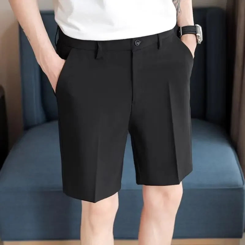 Men's Suit Shorts Summer Simple Slim Straight Handsome New Chic Solid Color Thin Five-point Trousers High-end Casual Trousers