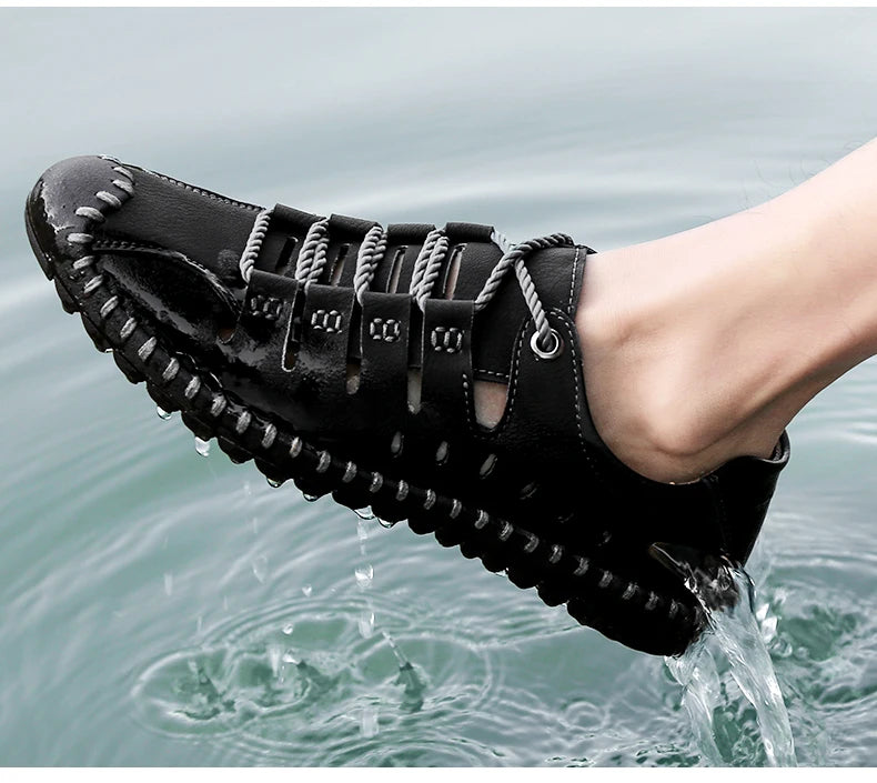 Men Leather Sandals Comfortable Outdoor Casual Shoes 2022 Summer Beach Casual Walking Male Sneakers Men Beach Casual Sandals