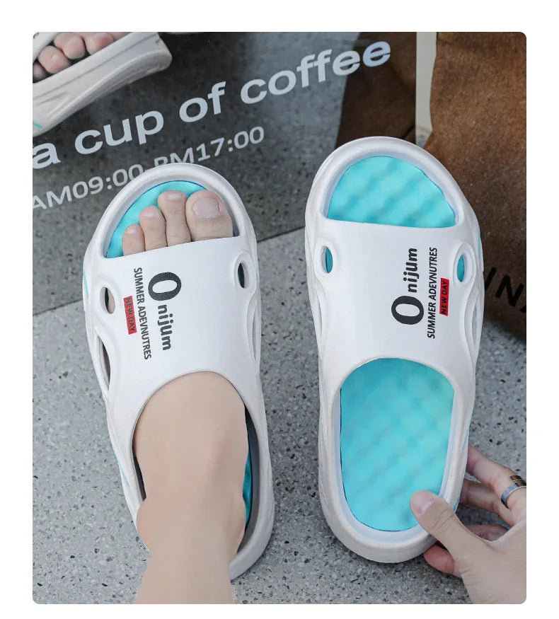 Summer Men's Massage Slippers Indoor Outdoor Sandals Beach Men Casual Shoes Comfortable Slides Flip-flop Men Women Home Slippers