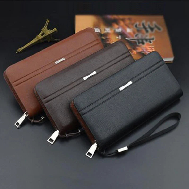 Men's Leather Long Wallet - Business Clutch with Phone Slot & Card Holder, Large Capacity Gift for Dad/Husband/Boyfriend