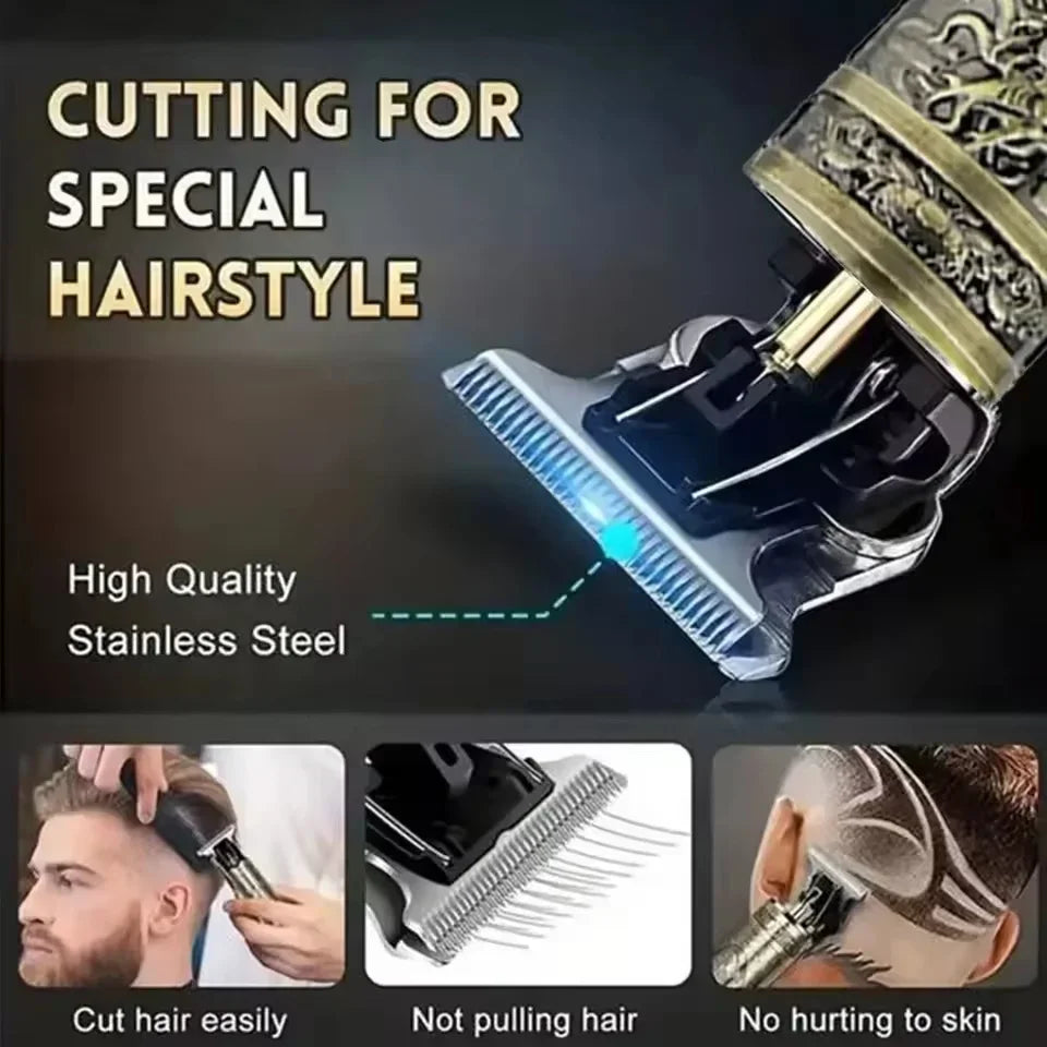 Professional Men's Electric Hair Clipper with LCD Display, USB Rechargeable for Faded Haircuts, Barber-Grade Trimmer