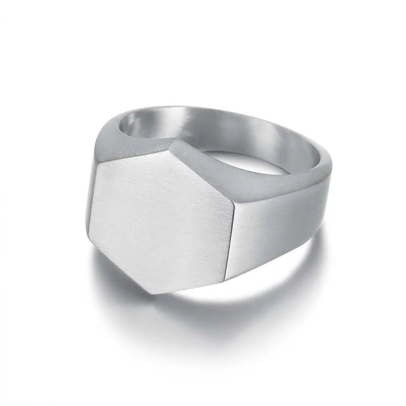 Jiayiqi Men's Ring Punk Rock Smooth 316L Stainless Steel Signet Ring For Men Hip Hop Party Jewelry Wholesale Male Wedding Anel