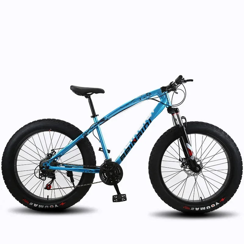 AAFor Leopard 26 Inch 7 Gear Shock Big Tyre Double Disc Brake Snowmobiles Mountain Bike Fat Tyres Beach Bicycle