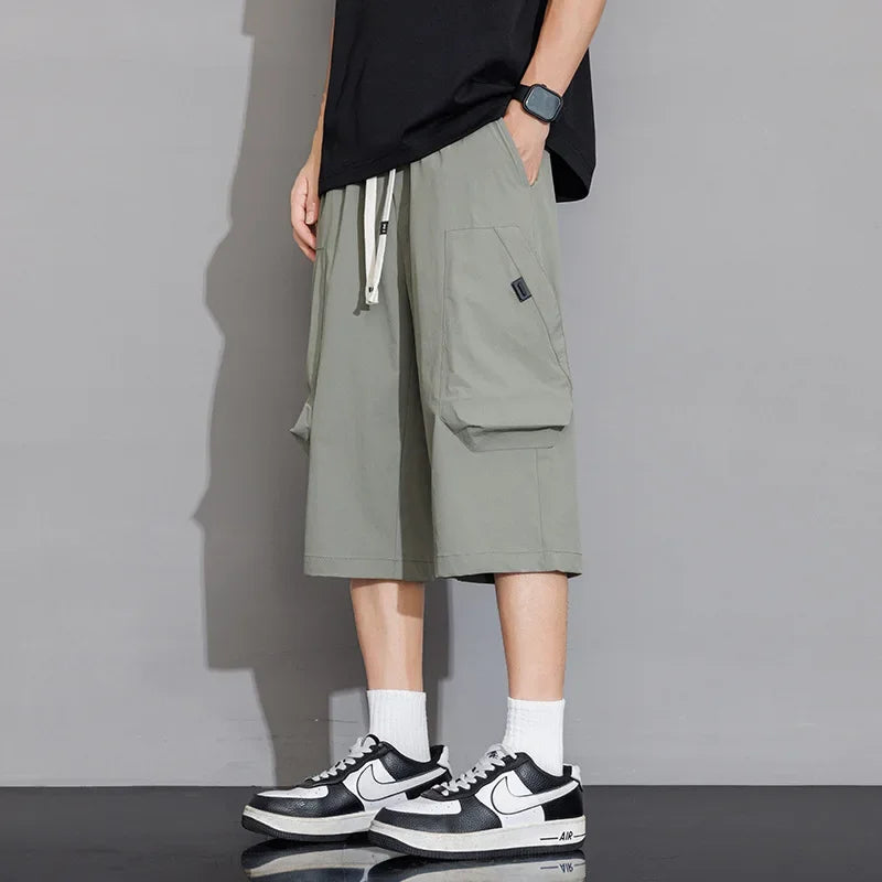 Short Men's Clothing Man Shorts Casual Loose Fit Short Mens Male New Summer Work Shorts Men Drawstring Cargo Pants Men