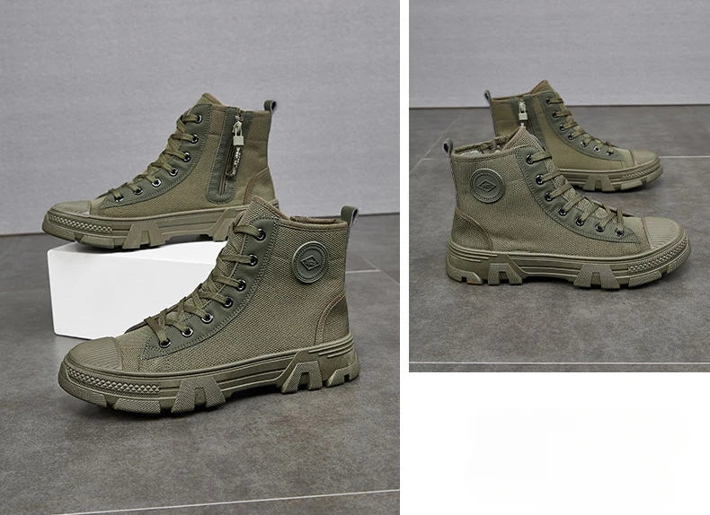 Men's High Cut Boots Warm Winter Lace Up with Fur Outdoor Hiking Male Shoes Platform Retro Original Deals Comfortable Offer Sale