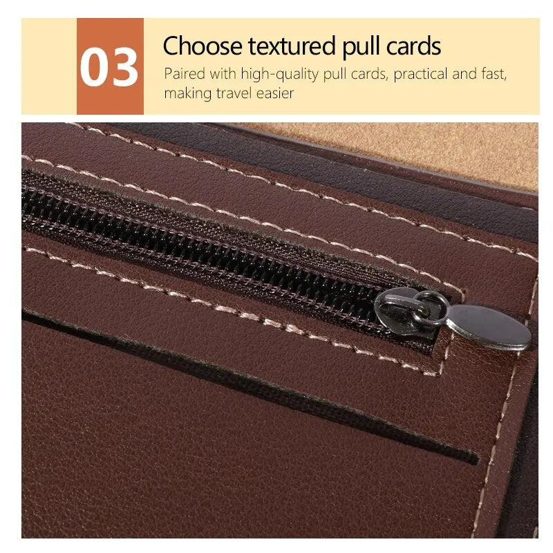 Men's High-capacity Leather Wallet, Small Multi Slot Photo Wallet for Coins, Vintage Wallet