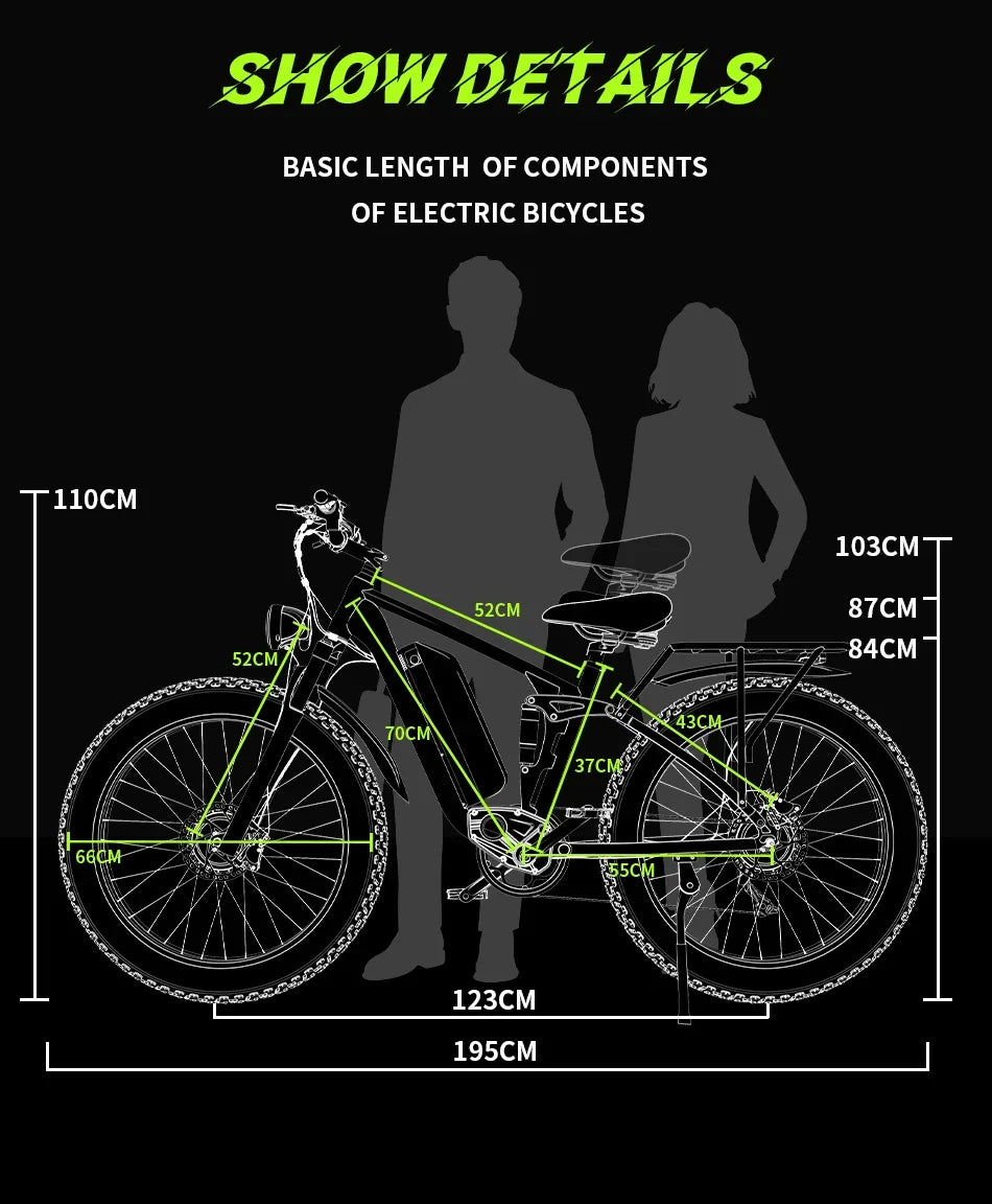 Ebike S26 Pro Ebike 1500W Dual Motor 48V20AH 26*4.0 inch Fat Tire Electric Bike Mountain Snow Full Suspension Electric Bicycles
