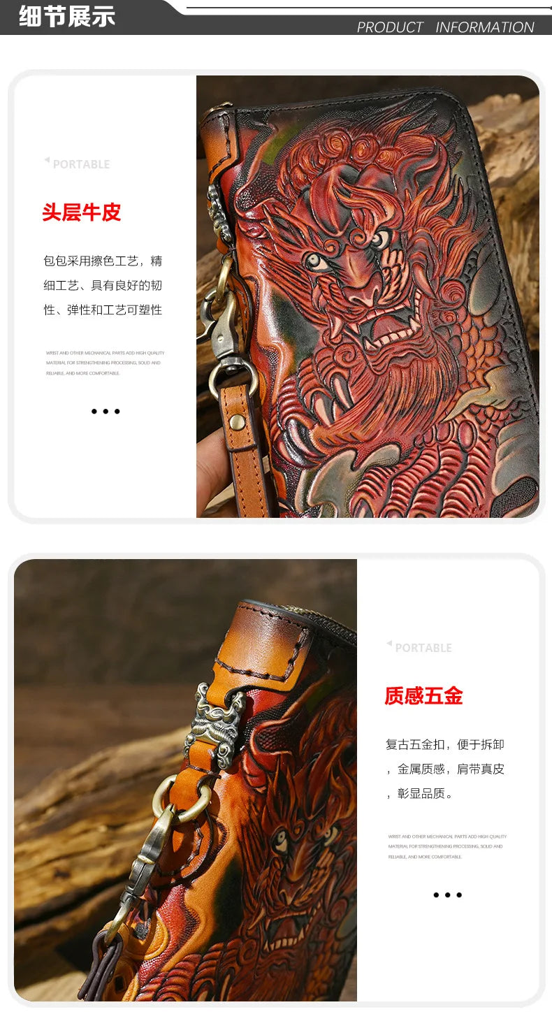 Men's Genuine Leather Wallet with Handcrafted Embossed Design